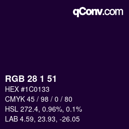 Color code: RGB 28 1 51 | qconv.com