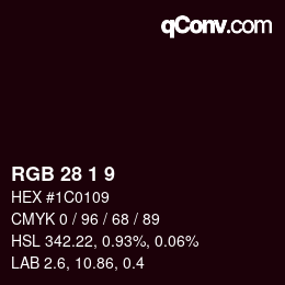 カラーコード: RGB 28 1 9 | qconv.com