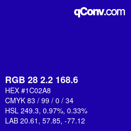 カラーコード: RGB 28 2.2 168.6 | qconv.com