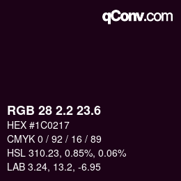 カラーコード: RGB 28 2.2 23.6 | qconv.com