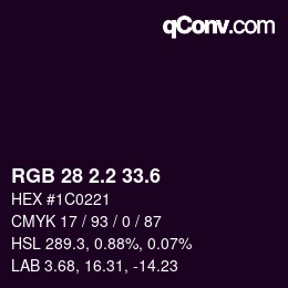 カラーコード: RGB 28 2.2 33.6 | qconv.com