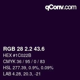 カラーコード: RGB 28 2.2 43.6 | qconv.com