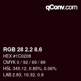 カラーコード: RGB 28 2.2 8.6 | qconv.com