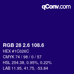カラーコード: RGB 28 2.6 108.6 | qconv.com