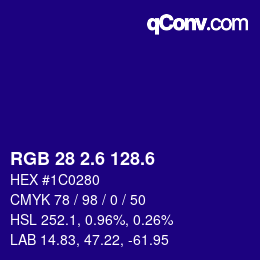 カラーコード: RGB 28 2.6 128.6 | qconv.com
