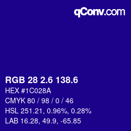 カラーコード: RGB 28 2.6 138.6 | qconv.com