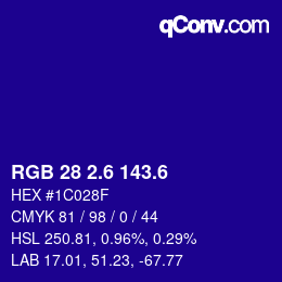 カラーコード: RGB 28 2.6 143.6 | qconv.com