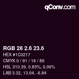 カラーコード: RGB 28 2.6 23.6 | qconv.com