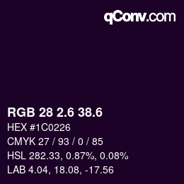 カラーコード: RGB 28 2.6 38.6 | qconv.com