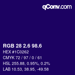 カラーコード: RGB 28 2.6 98.6 | qconv.com