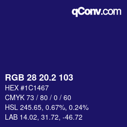 カラーコード: RGB 28 20.2 103 | qconv.com