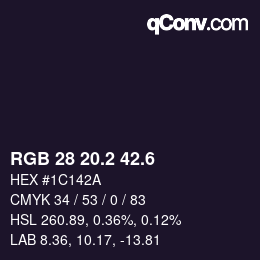 カラーコード: RGB 28 20.2 42.6 | qconv.com