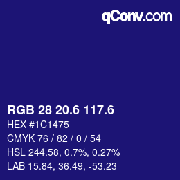 カラーコード: RGB 28 20.6 117.6 | qconv.com