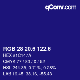 カラーコード: RGB 28 20.6 122.6 | qconv.com