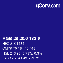 カラーコード: RGB 28 20.6 132.6 | qconv.com
