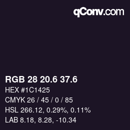 カラーコード: RGB 28 20.6 37.6 | qconv.com