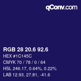 カラーコード: RGB 28 20.6 92.6 | qconv.com
