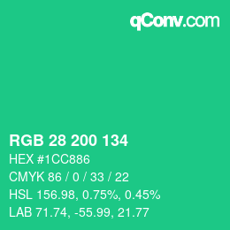 Farbcode: RGB 28 200 134 | qconv.com