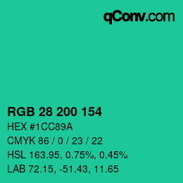 Color code: RGB 28 200 154 | qconv.com