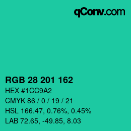 Color code: RGB 28 201 162 | qconv.com