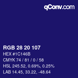 Color code: RGB 28 20 107 | qconv.com