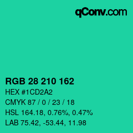 Color code: RGB 28 210 162 | qconv.com