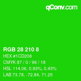 Color code: RGB 28 210 8 | qconv.com
