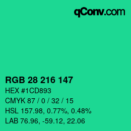 Farbcode: RGB 28 216 147 | qconv.com