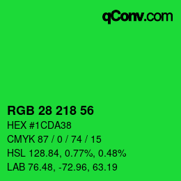 Code couleur: RGB 28 218 56 | qconv.com