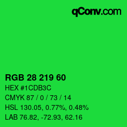 Color code: RGB 28 219 60 | qconv.com