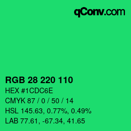カラーコード: RGB 28 220 110 | qconv.com
