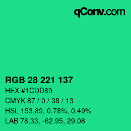 カラーコード: RGB 28 221 137 | qconv.com