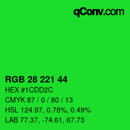 Color code: RGB 28 221 44 | qconv.com