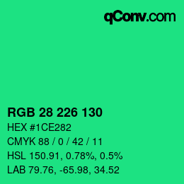 Color code: RGB 28 226 130 | qconv.com