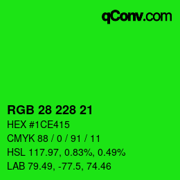 Color code: RGB 28 228 21 | qconv.com