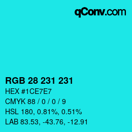Color code: RGB 28 231 231 | qconv.com