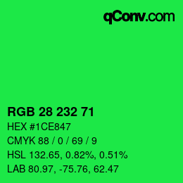 Color code: RGB 28 232 71 | qconv.com