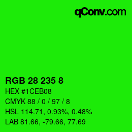 Color code: RGB 28 235 8 | qconv.com