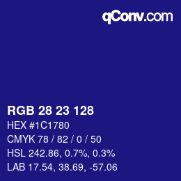 カラーコード: RGB 28 23 128 | qconv.com