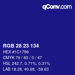 Color code: RGB 28 23 134 | qconv.com