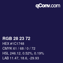 カラーコード: RGB 28 23 72 | qconv.com