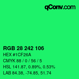 Color code: RGB 28 242 106 | qconv.com