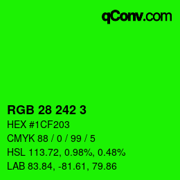 Color code: RGB 28 242 3 | qconv.com