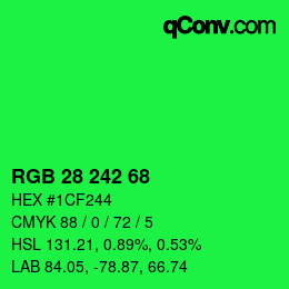 Farbcode: RGB 28 242 68 | qconv.com