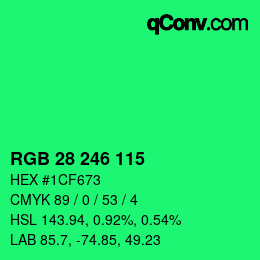 Color code: RGB 28 246 115 | qconv.com