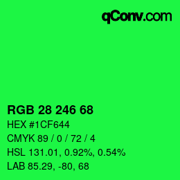 カラーコード: RGB 28 246 68 | qconv.com