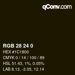 颜色代码: RGB 28 24 0 | qconv.com