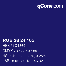 カラーコード: RGB 28 24 105 | qconv.com