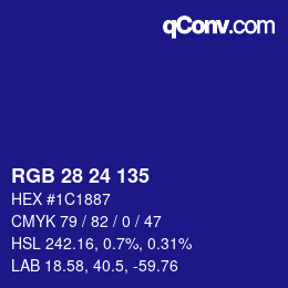 カラーコード: RGB 28 24 135 | qconv.com