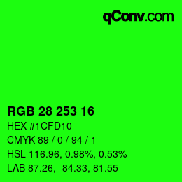 Color code: RGB 28 253 16 | qconv.com